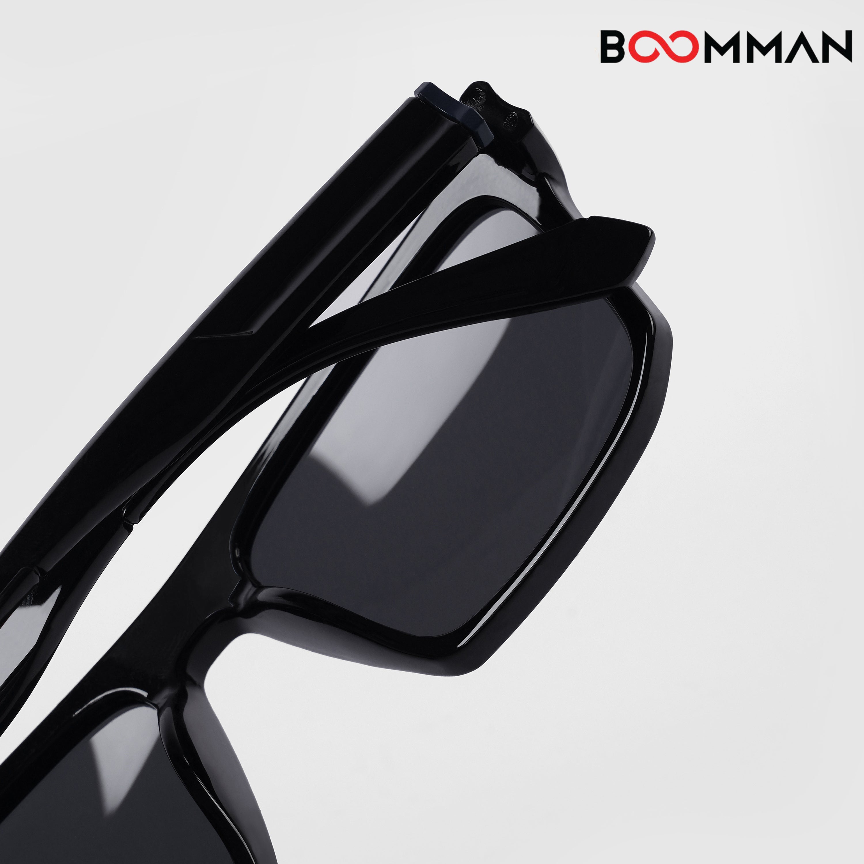 Phantom Edge Black Square Sunglasses (Unisex)