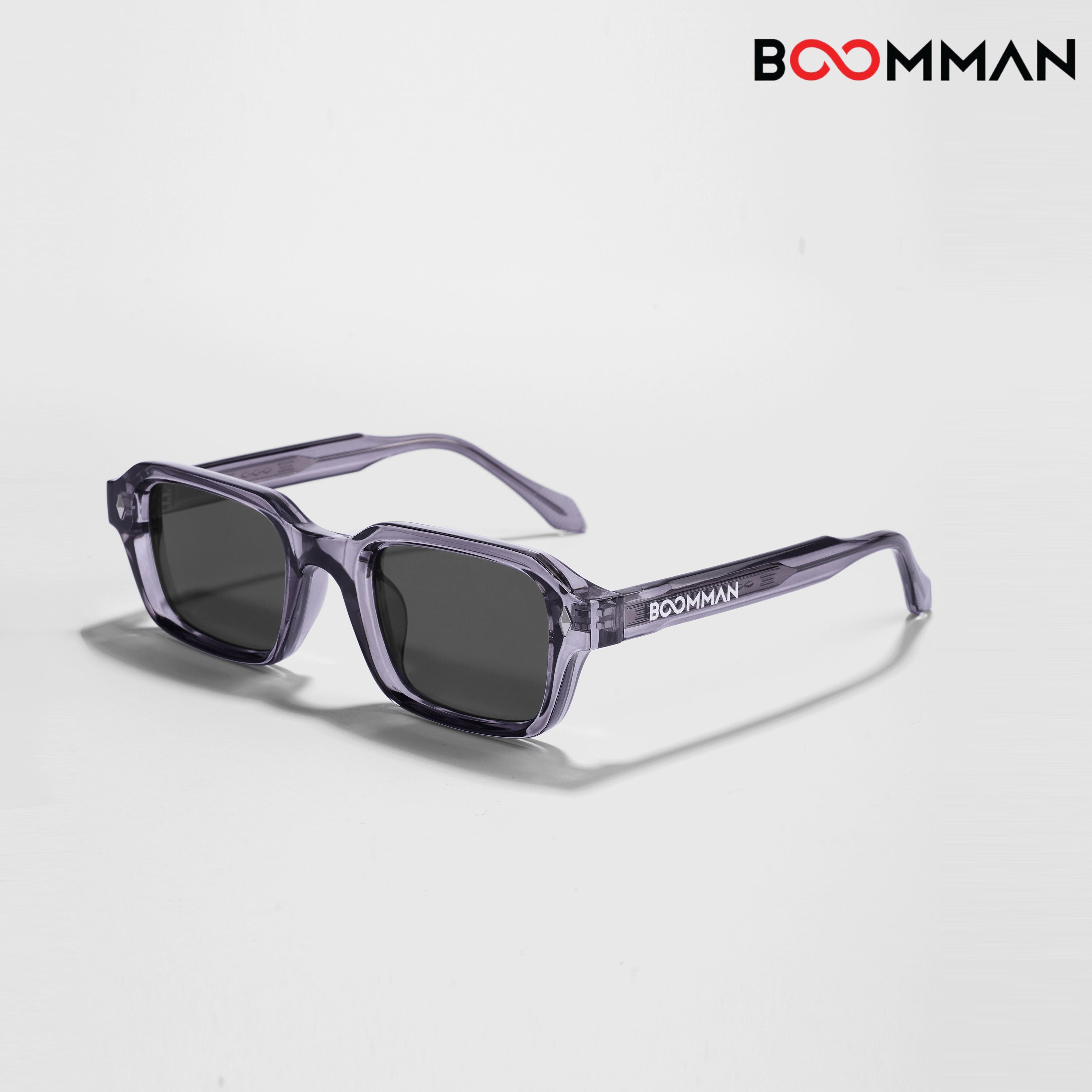 CrystalGraph Square Grey Black Sunglasses (Unisex)