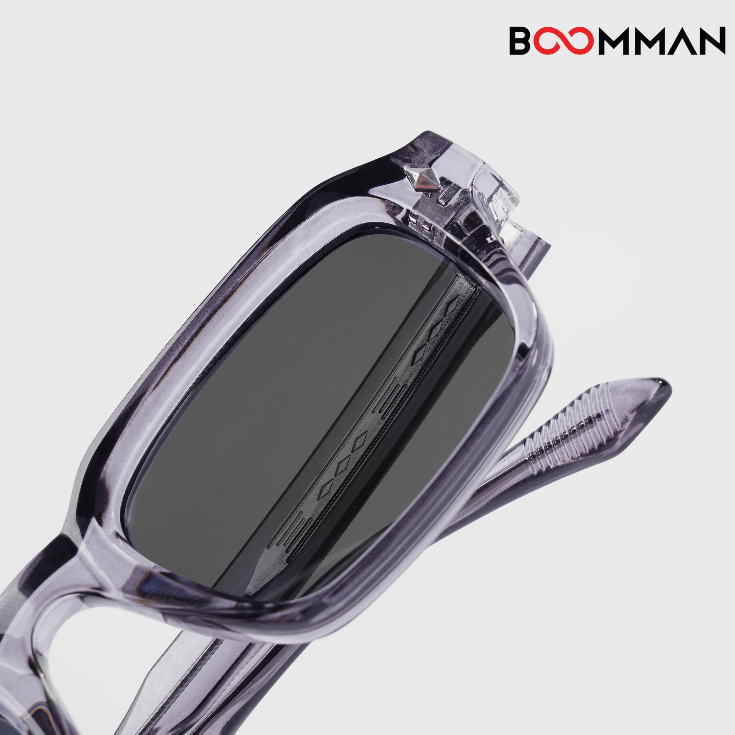 CrystalGraph Square Grey Black Sunglasses (Unisex)