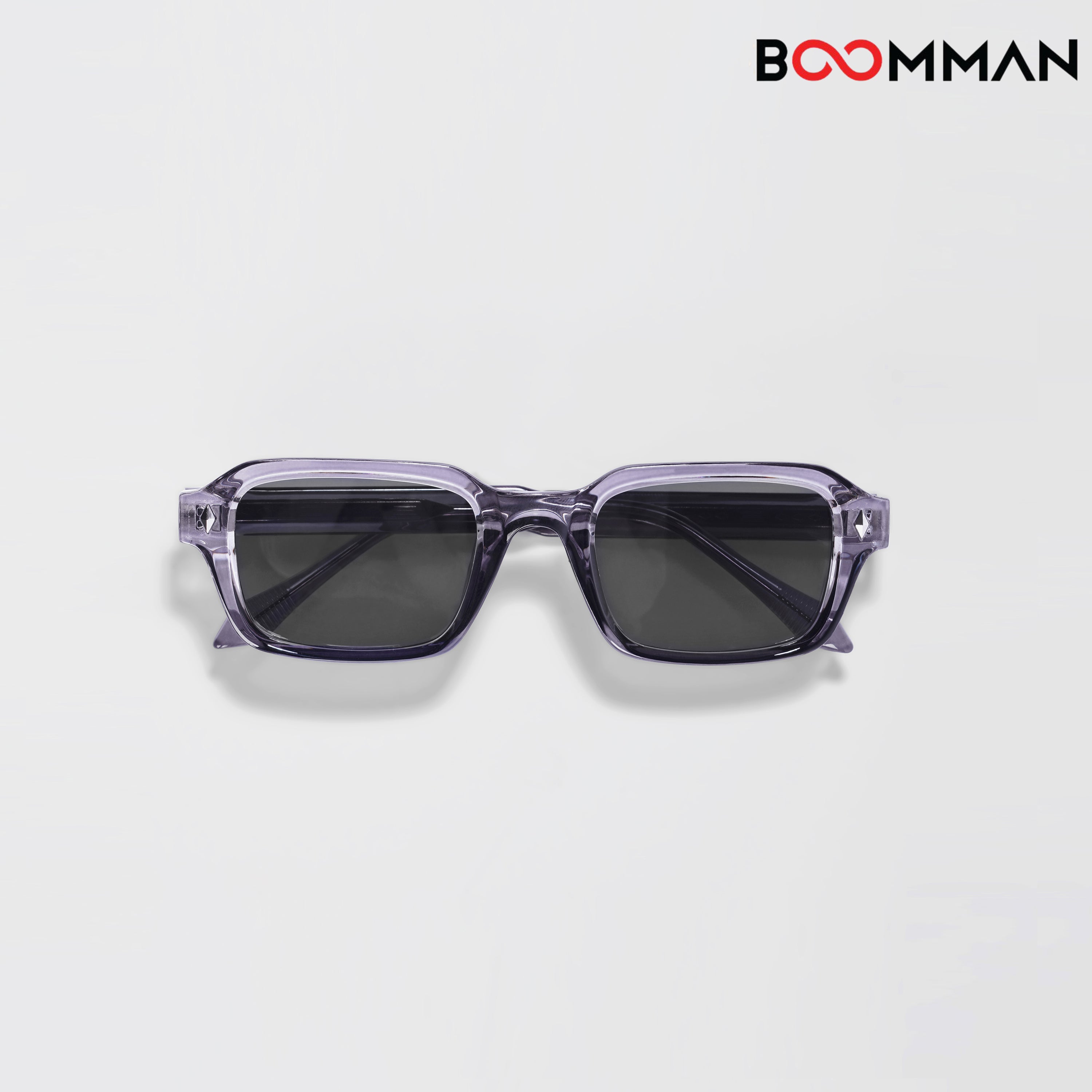 CrystalGraph Square Grey Black Sunglasses (Unisex)