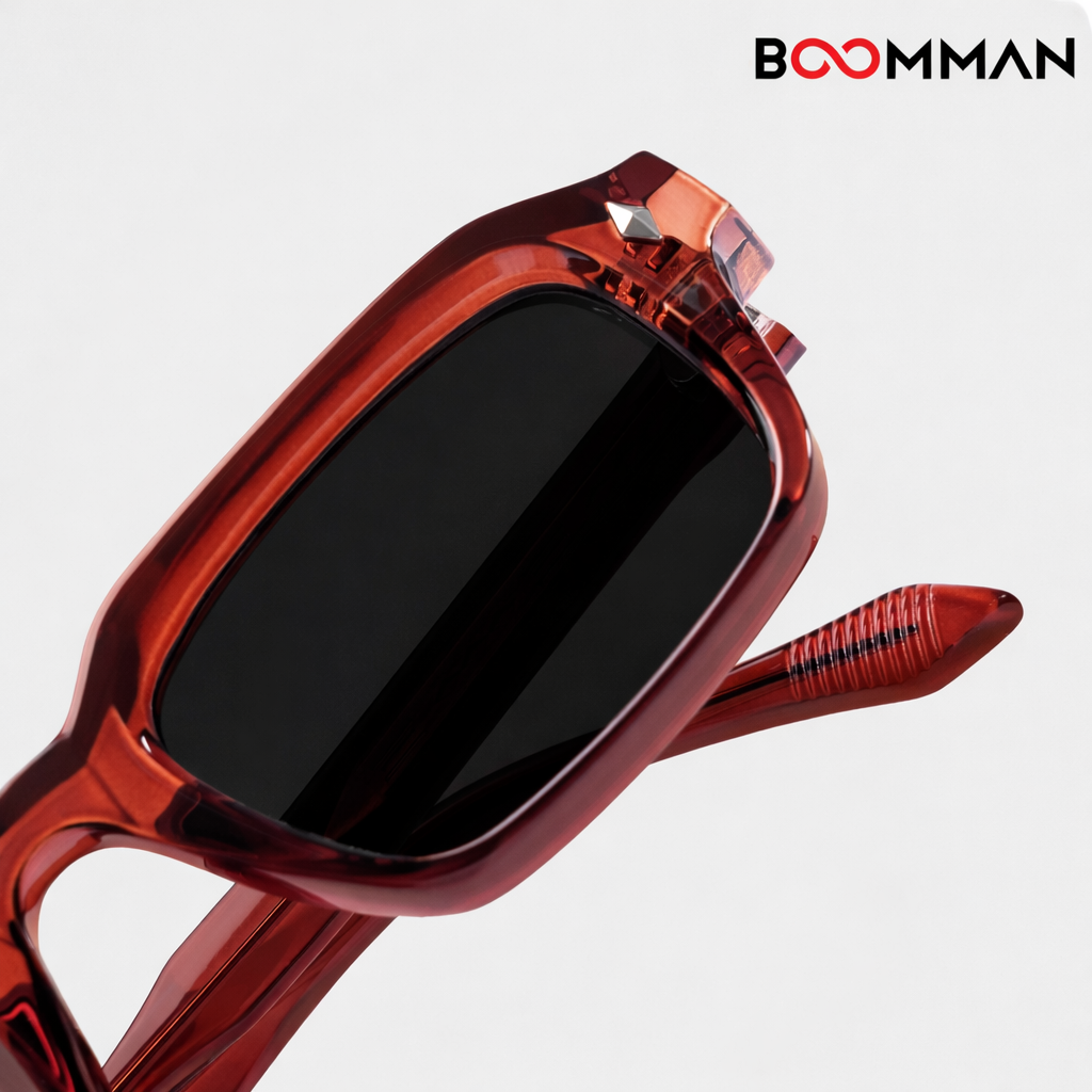 Vintage Ember Brown Black Square Sunglasses (Unisex)