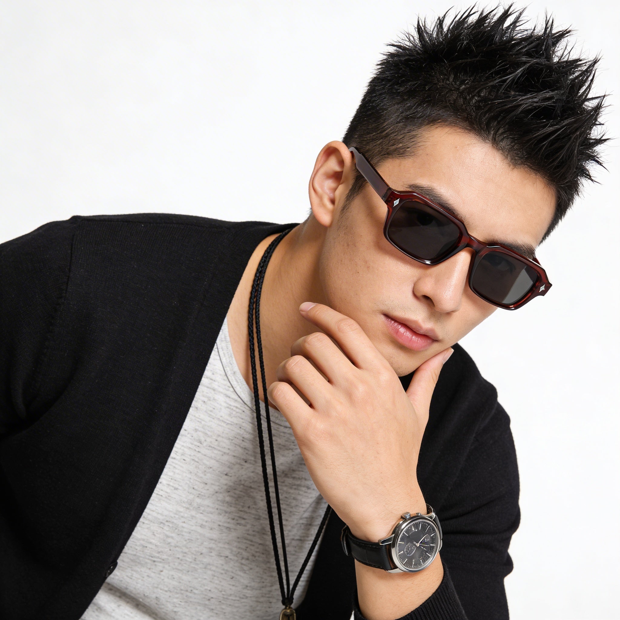 Vintage Ember Brown Black Square Sunglasses (Unisex)