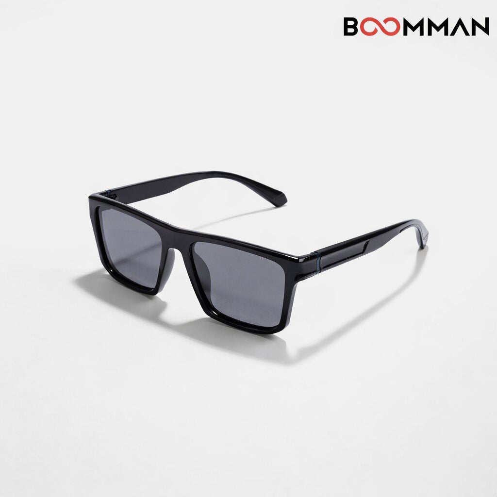 Phantom Edge Black Square Sunglasses (Unisex)