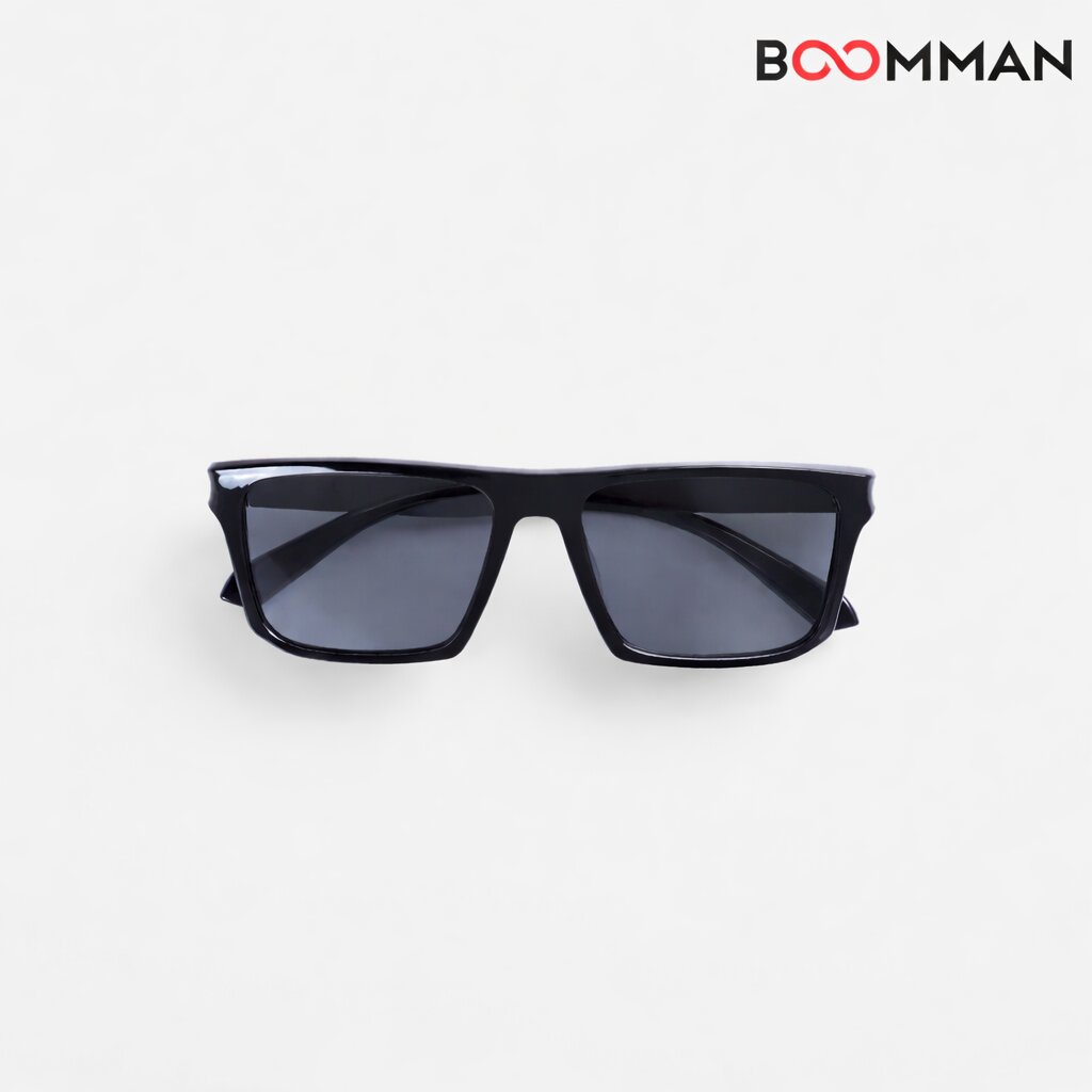 Phantom Edge Black Square Sunglasses (Unisex)