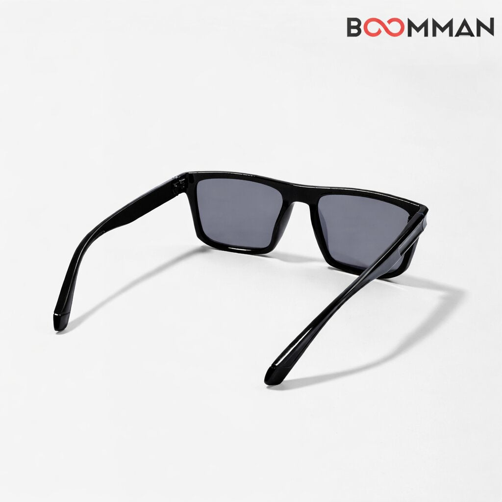Phantom Edge Black Square Sunglasses (Unisex)