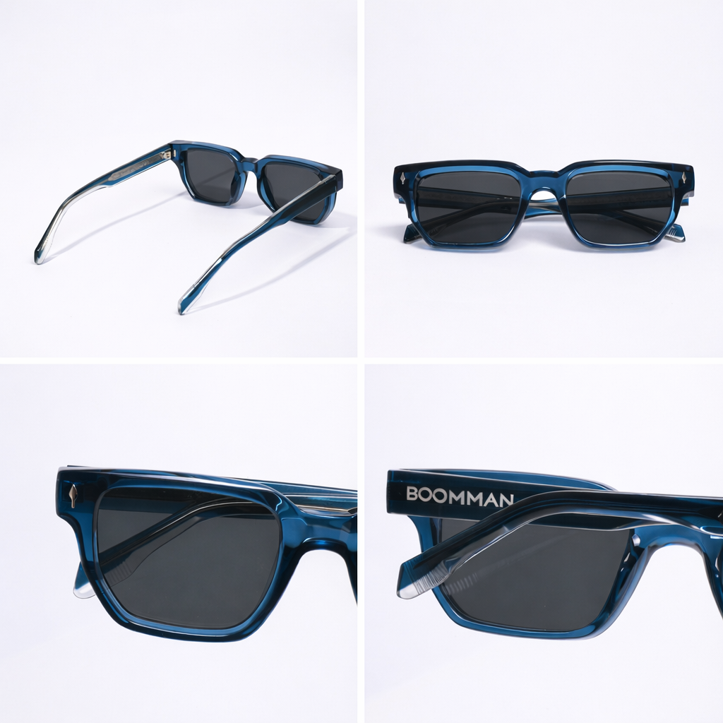 Monaco Blue Crystal Shadow Polarized Square Sunglass