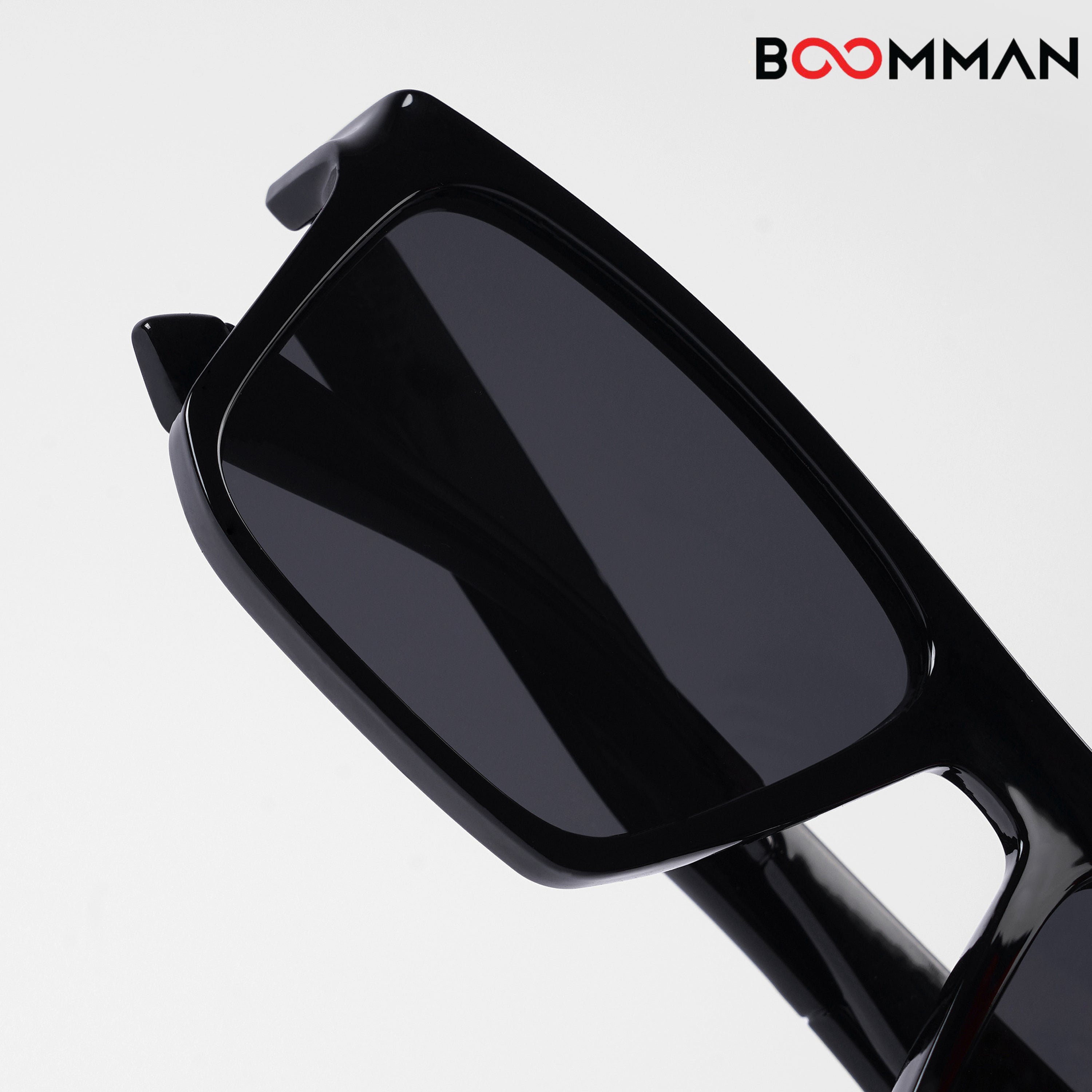 Phantom Edge Black Square Sunglasses (Unisex)