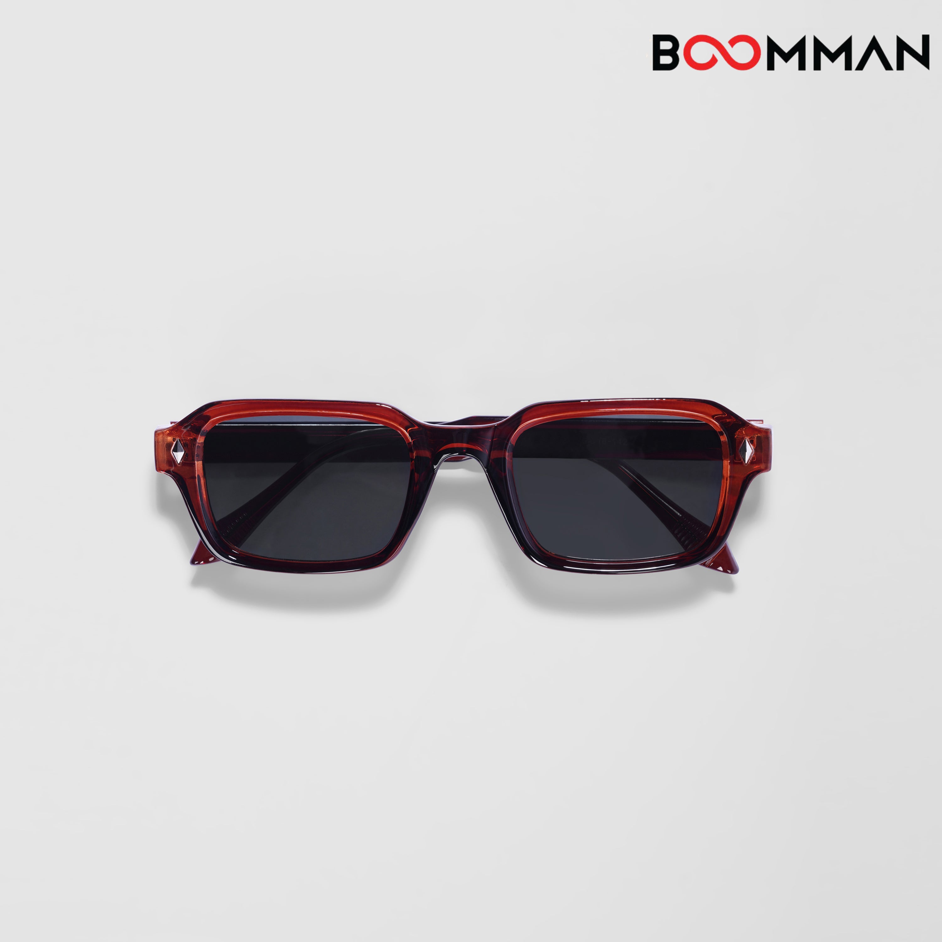 Vintage Ember Brown Black Square Sunglasses (Unisex)