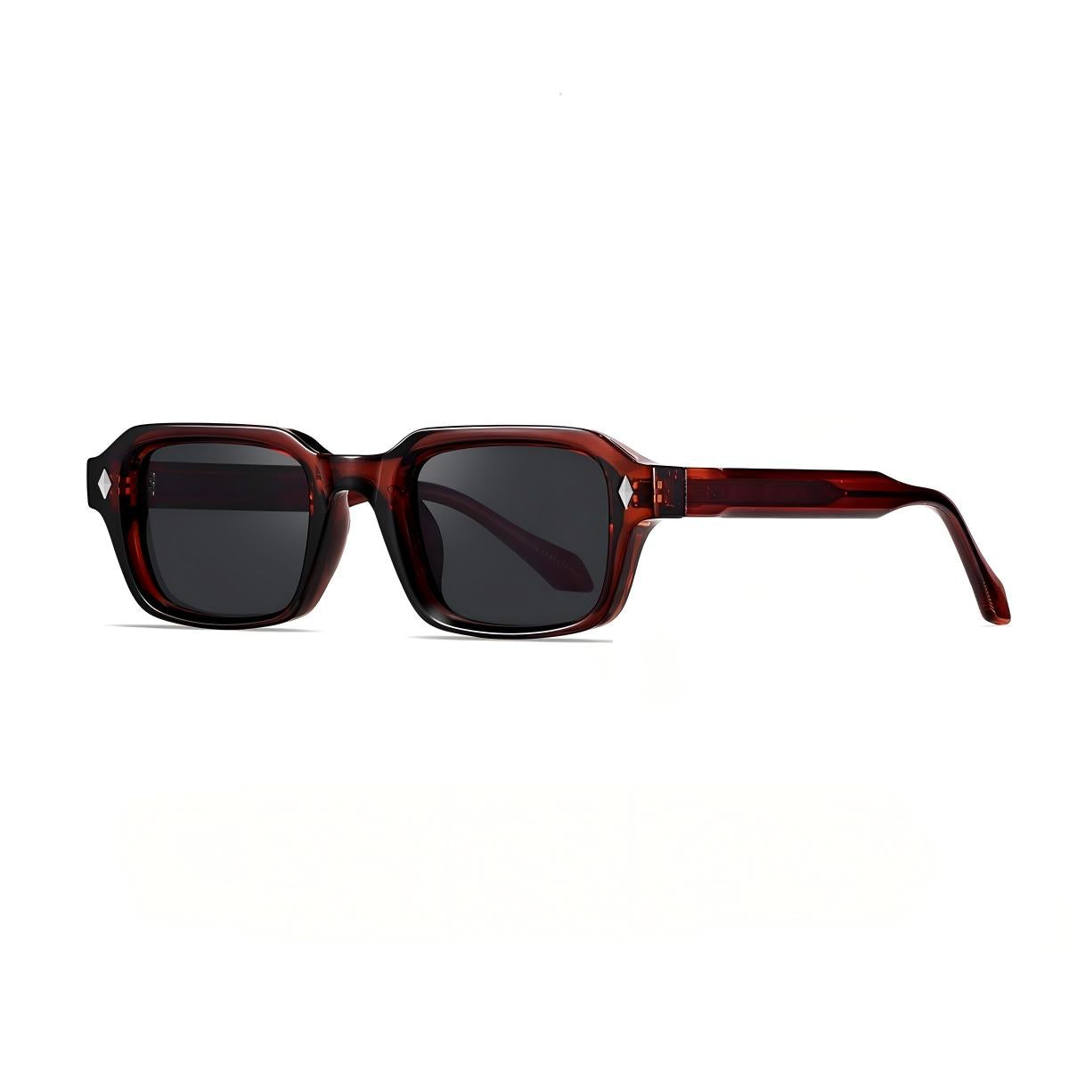 Vintage Ember Brown Black Square Sunglasses (Unisex)